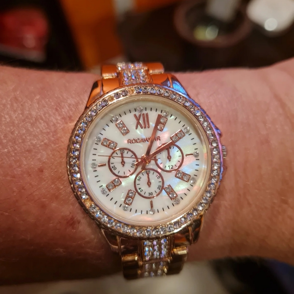 Rocawear rose gold watch with opal face